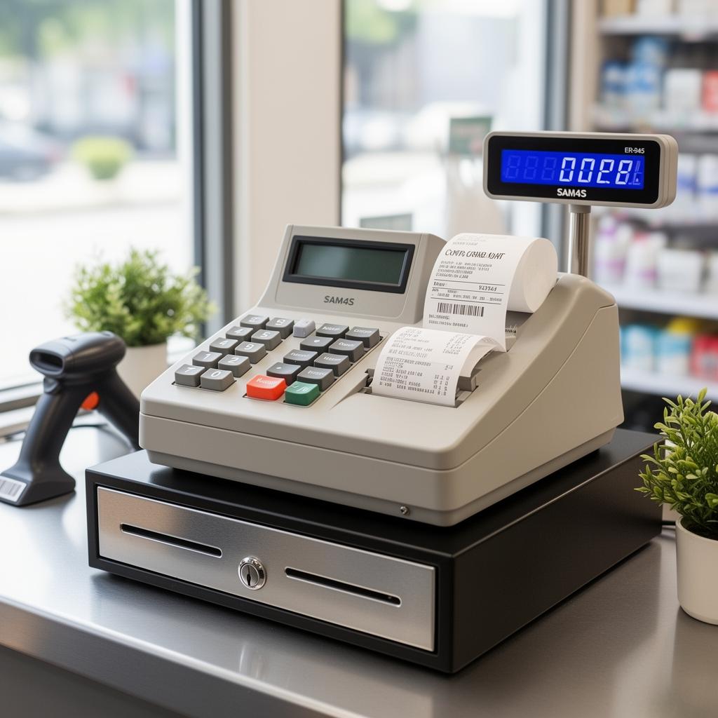Sam4s ER-945 cash register installed at retail counter